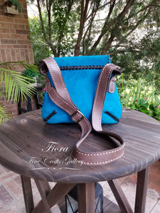 Uxmal Turquoise Suede Purse 117M