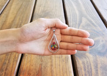 Load image into Gallery viewer, Rose &amp; Mixed Flowers Necklace, Swivel Teardrop, Transparent
