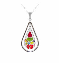 Load image into Gallery viewer, Rose &amp; Mixed Flowers Necklace, Swivel Teardrop, Transparent
