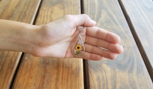 Sunflower Necklace, X-Large Swivel Teardrop, Transparent