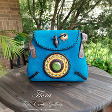 Load image into Gallery viewer, Uxmal Turquoise Suede Purse 117M

